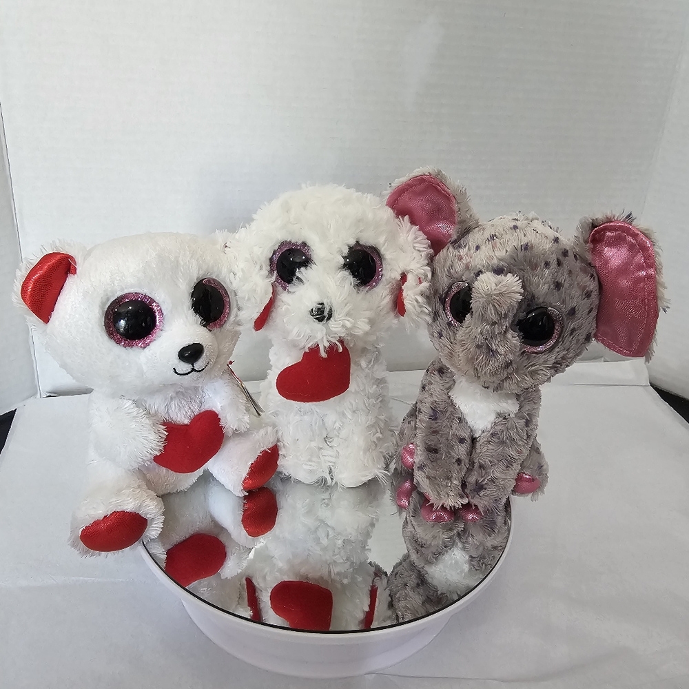 TY Beanie Boos LOT Cuddly Bear Specks Honey Bun ALL BIG EYES